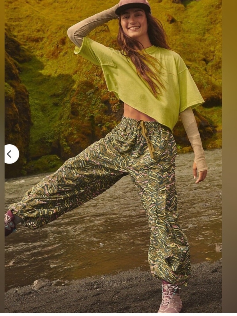 Free People Olive Camo Drawstring Jogger Pants